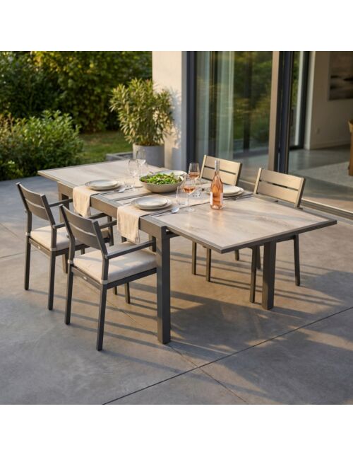 Tavolo da giardino allungabile CAMBRIDGE 120/240 × 90 color tortora