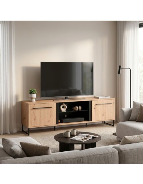 11008229 Porta TV SARDINIA rovere artigiano e nero MS-801205