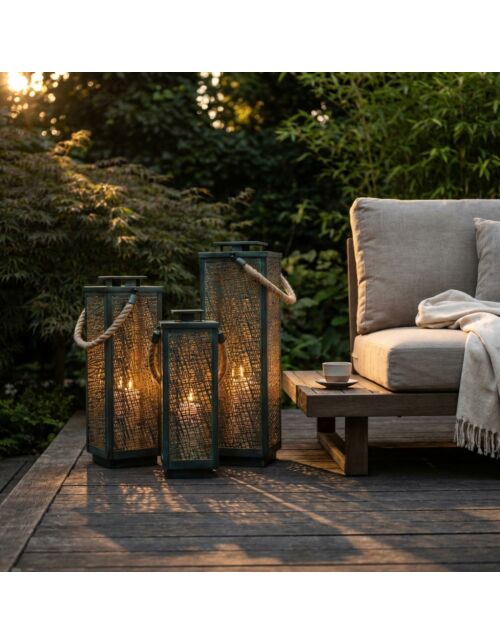 SET DI 3 LANTERNE IN METALLO DAHLIA