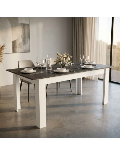 TAVOLO GEMMA BIANCO E GRIGIO SCURO EFFETTO CEMENTO