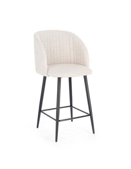 BIZZOTTO QUEEN sgabello imbottito Bouclé nero–avorio