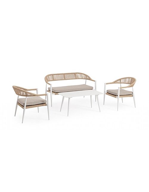 BIZZOTTO Set salotto da giardino SET4 JANDIA BIANCO/BEIGE con cuscini