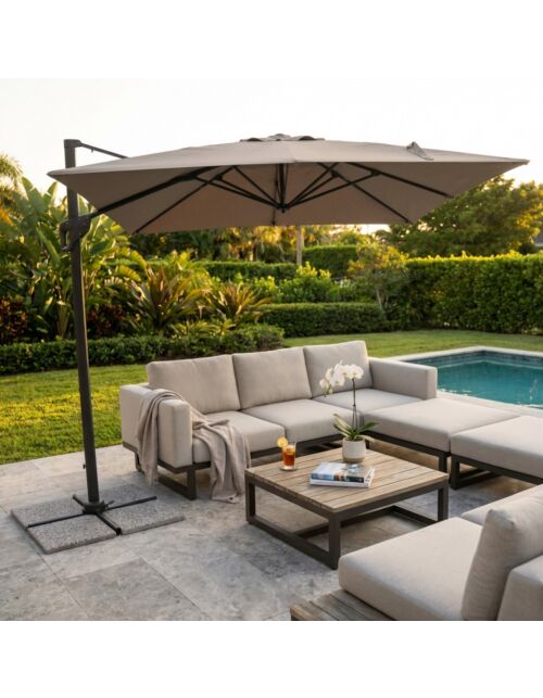 Ombrellone da giardino GARNET 3 × 3 m taupe con palo laterale