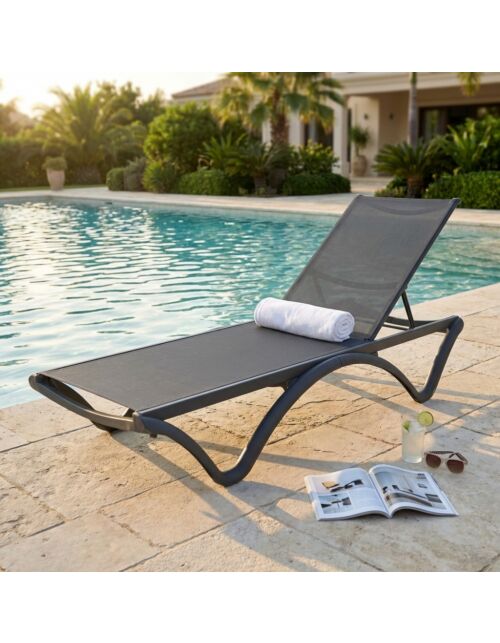 Lettino da giardino / lettino da spiaggia GRANT antracite - impilabile