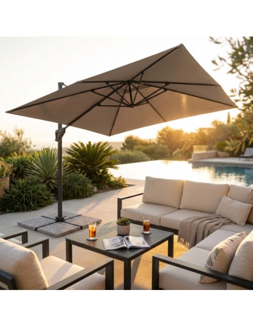 Ombrellone da giardino GARNET 3 × 4 m taupe con palo laterale