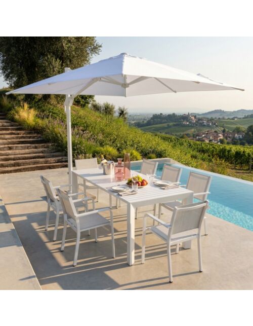 Ombrellone da giardino STEPHENSON 4 × 4 m bianco con tela bianca