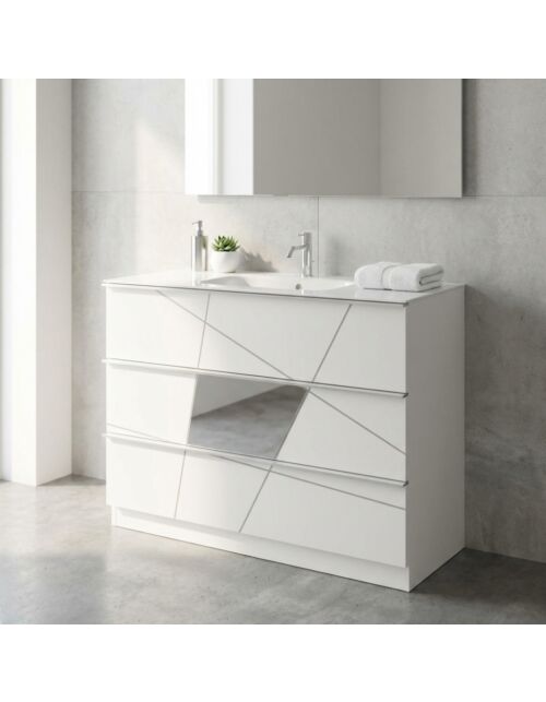 439050-T100 BAGNO A TERRA CM 100 BIANCO LUCIDO LEONARDO