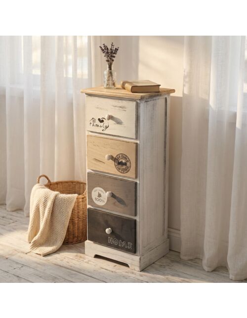 Cassettiera in legno BARTOLOME con 4 cassetti