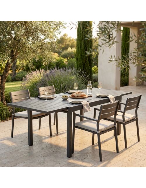 Tavolo da giardino allungabile HAWAII 75/150 × 77 – tortora
