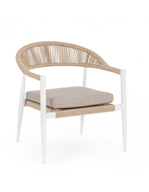 BIZZOTTO Poltrona da giardino JANDIA bianca/beige con cuscino