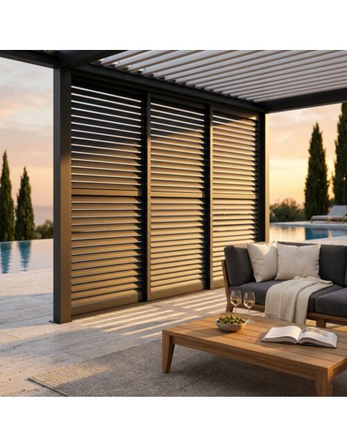 LATERALE SCORREVOLE CON LAMELLE PER LATO DA 4 M PERGOLA BIOCLIMATICA