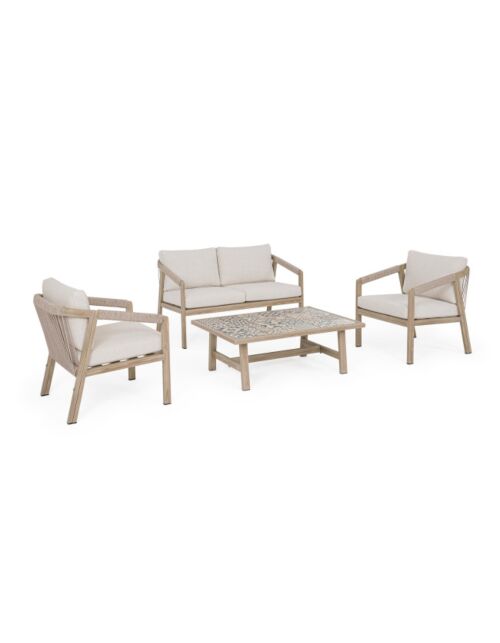 BIZZOTTO set da giardino KALIMERA Timber 4 pezzi con cuscini