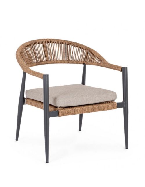 BIZZOTTO Poltrona da giardino JANDIA antracite/naturale con cuscino