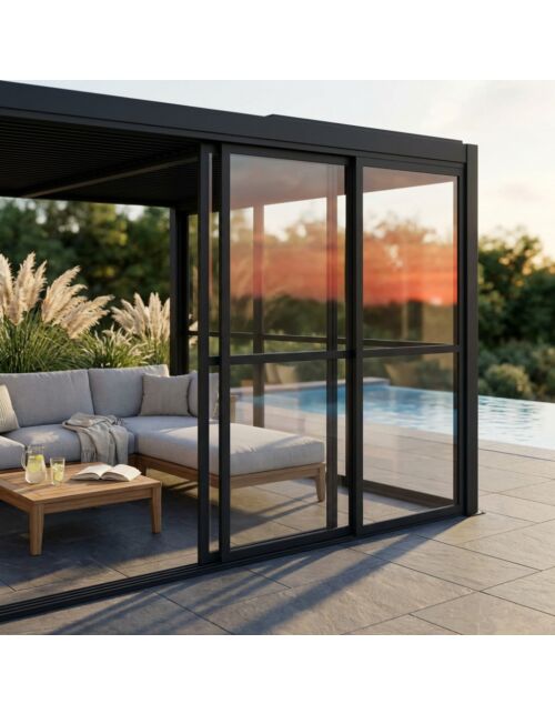 Chiusura laterale in policarbonato per pergola bioclimatica – lato 3 m – grigio scuro