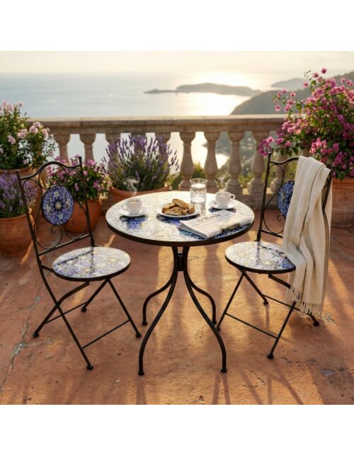 Set da giardino NOX – 2 sedie e tavolo rotondo Ø 60