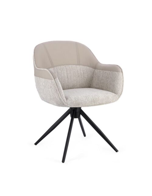 Sedia da pranzo BIZZOTTO con braccioli ISOTTA beige, girevole