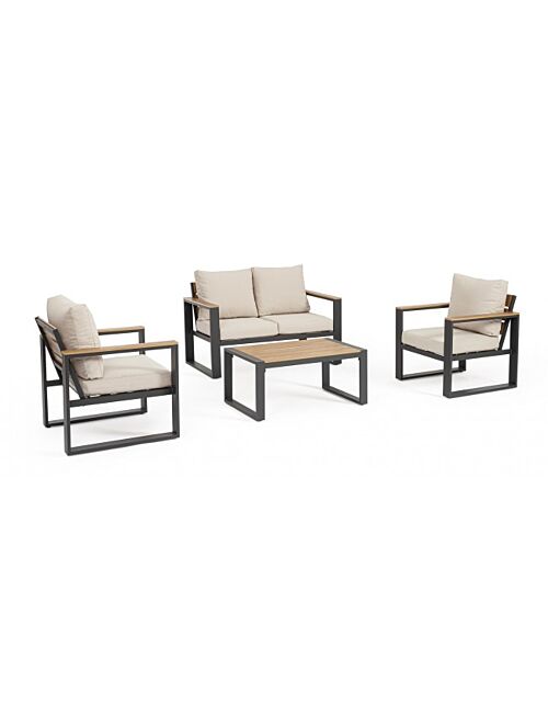 BIZZOTTO Set da giardino LEANDRO antracite-beige con cuscini
