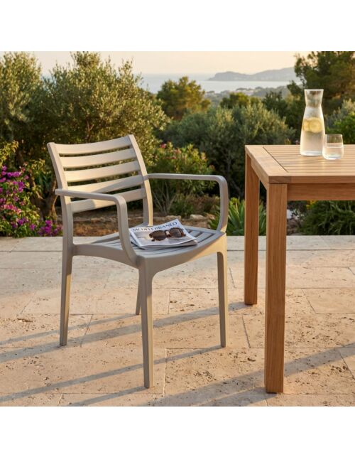 Sedia da giardino EVELINE con braccioli – grigia – Mobalia