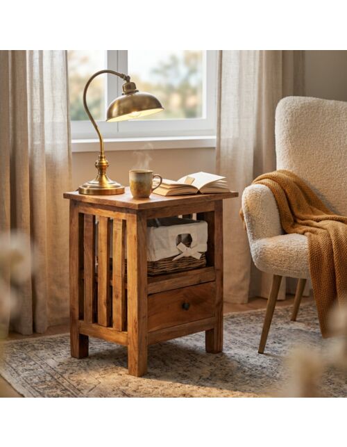 Comodino ALEC realizzato in legno riciclato al 100%