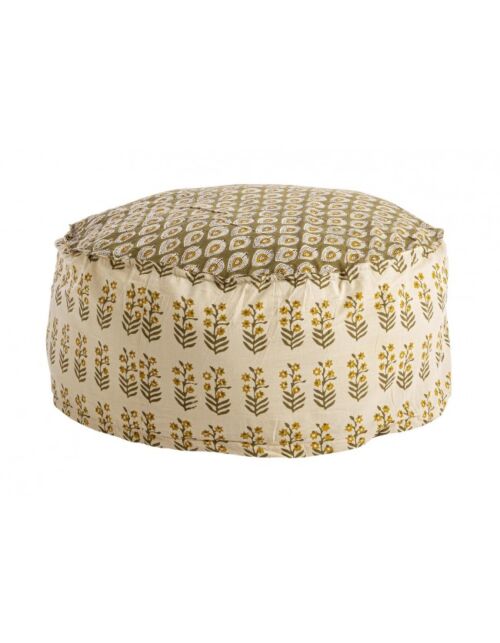 BIZZOTTO POUF REIMS AVORIO C-FOGLIA-FIORE D65X25H