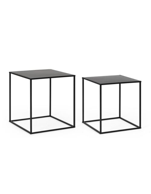 BIZZOTTO Set 2 tavolini ALRIK quadrati neri