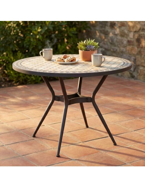 Tavolo da giardino rotondo DIONISIO Ø 110 con piano in ceramica