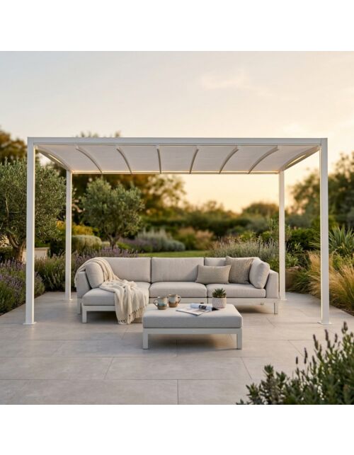 Pergola motorizzata 3×4 con LED – bianca