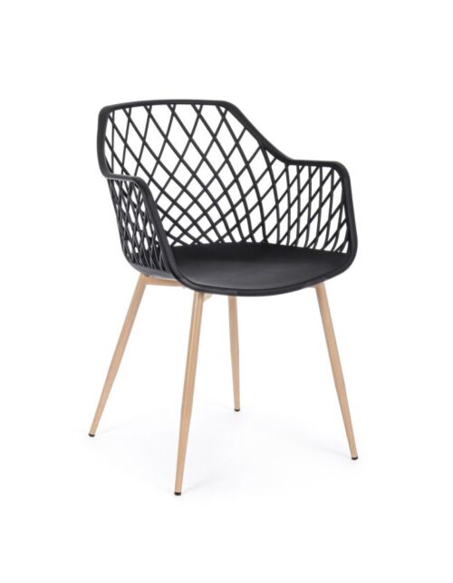 BIZZOTTO sedia da giardino con braccioli OPTIK nera 0733413