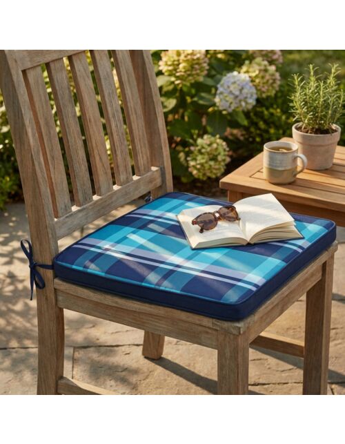 CUSCINO REAL SEDUTA LARGE QUADRI BLU