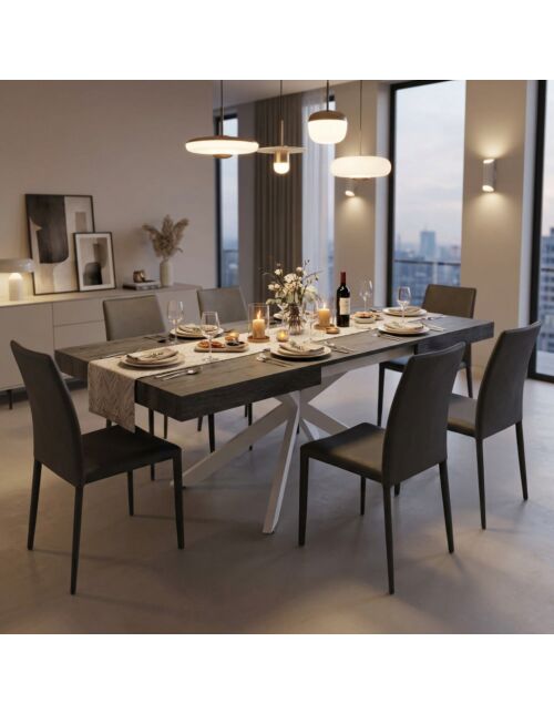 Tavolo allungabile DARREN antracite effetto legno 160/240 × 90