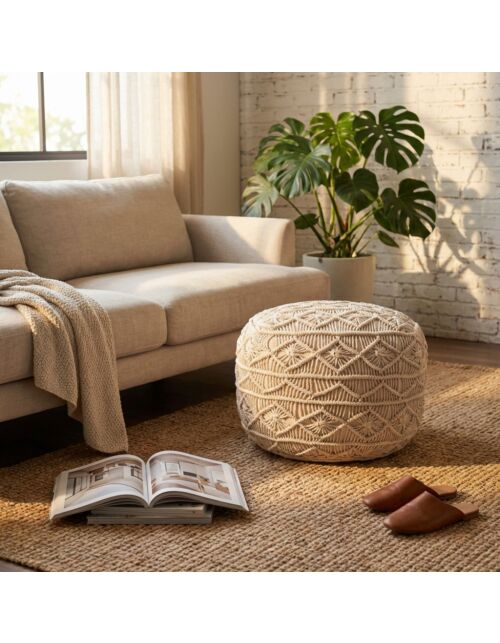 Pouf decorativo BENGASI bianco