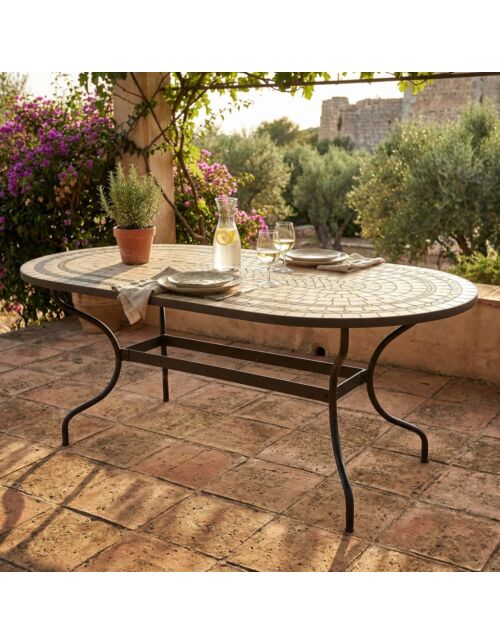 Tavolo da giardino ovale DEDALO 200 × 100 con piano in ceramica