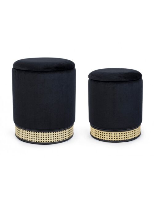BIZZOTTO SET2 POUF CONTENITORE MILENA NERO
