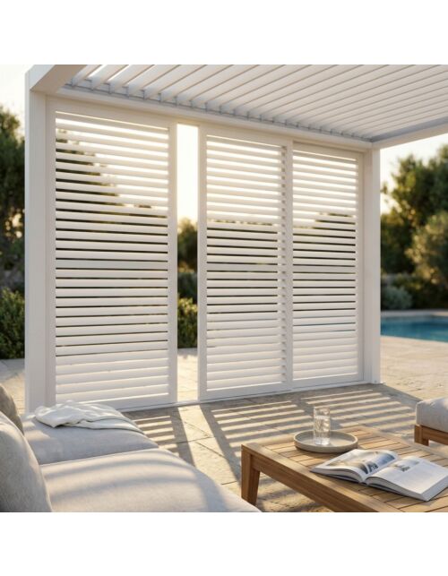 LATERALE SCORREVOLE CON LAMELLE PER LATO DA 3 M PERGOLA BIOCLIMATICA