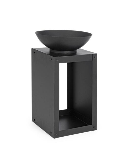 BIZZOTTO braciere da giardino EFESTO nero 38 × 38 con base portalegna