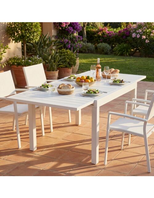 Tavolo da giardino allungabile HAWAII 75/150 × 77 bianco
