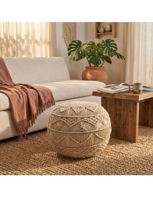 Pouf decorativo BODRUM bianco