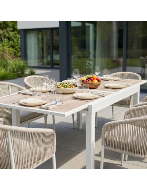 Tavolo da giardino allungabile CAMBRIDGE 120/240 × 90 bianco