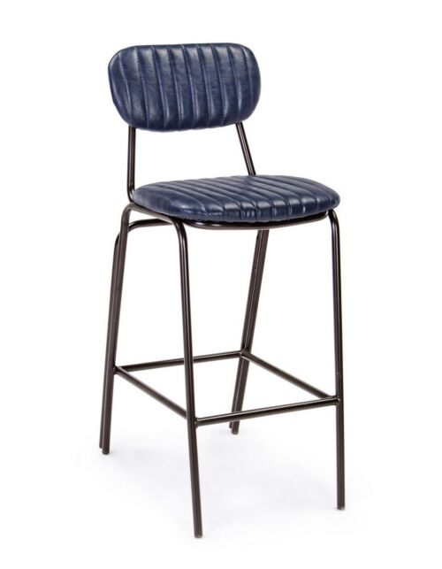 BIZZOTTO Sgabello bar DEBBIE – similpelle blu e struttura in acciaio