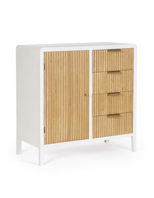 BIZZOTTO credenza con 1 anta e 4 cassetti CHARLEY bianco–naturale