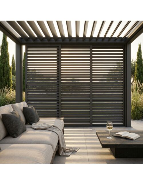 LATERALE SCORREVOLE CON LAMELLE PER LATO DA 3 M PERGOLA BIOCLIMATICA