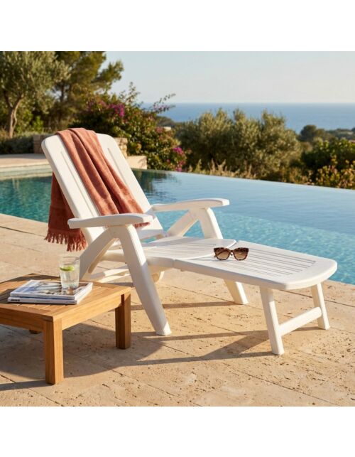 Lettino CANCUN C/RUOTE BC-807947-BIAN