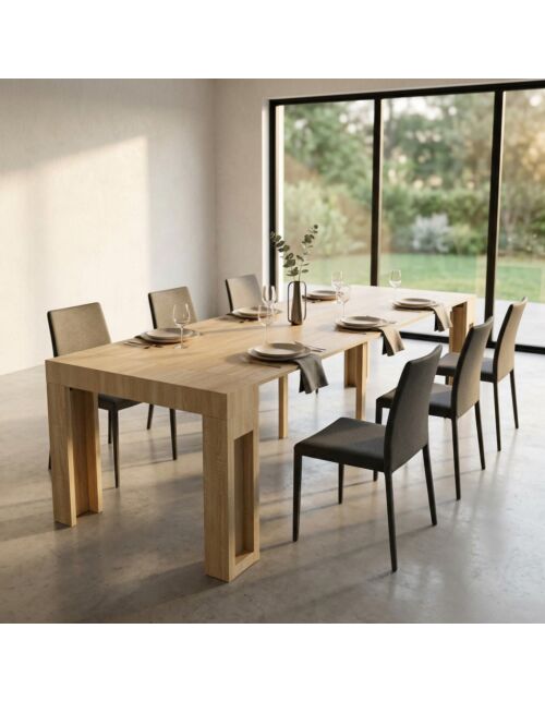 Consolle tavolo allungabile DARIUS – naturale effetto legno | Mobalia 45/96/147/198/249/300 X 90