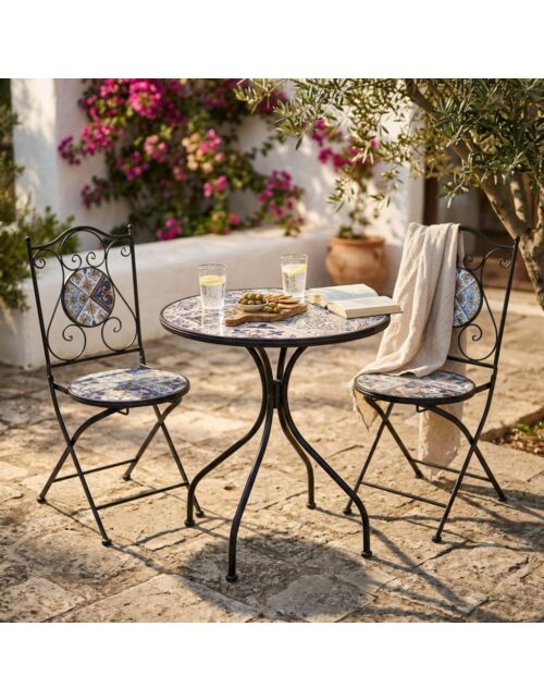 Set da giardino BACCO – 2 sedie e tavolo rotondo Ø 60
