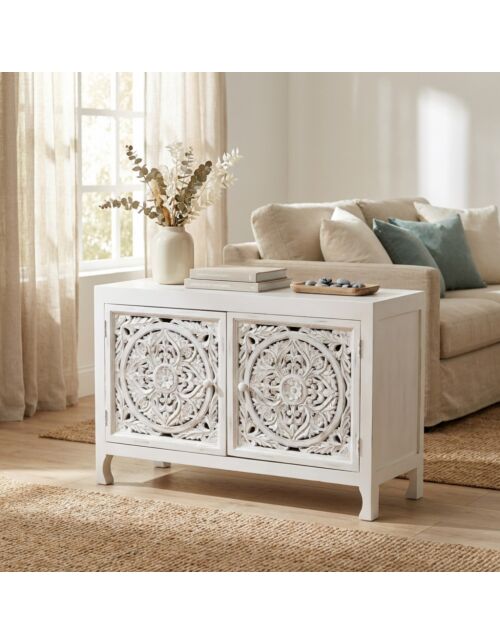 Credenza HOLDEN bianca legno mango