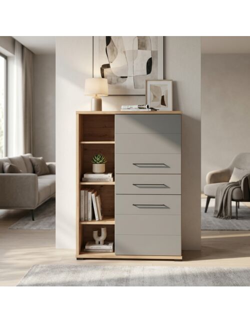 11011465 VETRINA LISABON ROVERE ARTIGIANO E GRIGIO GRAFITE