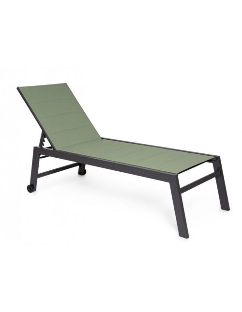 BIZZOTTO Lettino da giardino HILDE alto antracite LH32 verde con ruote