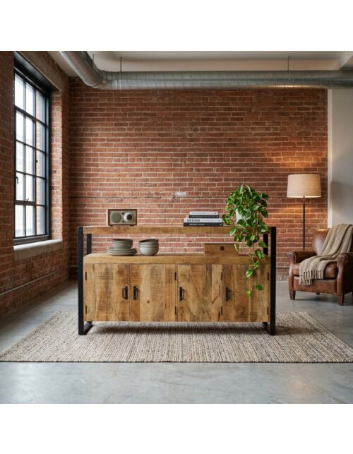 Credenza REGINALD in legno di mango e metallo