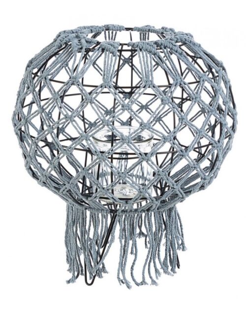BIZZOTTO LANTERNA MACRAME GRIGIO H38