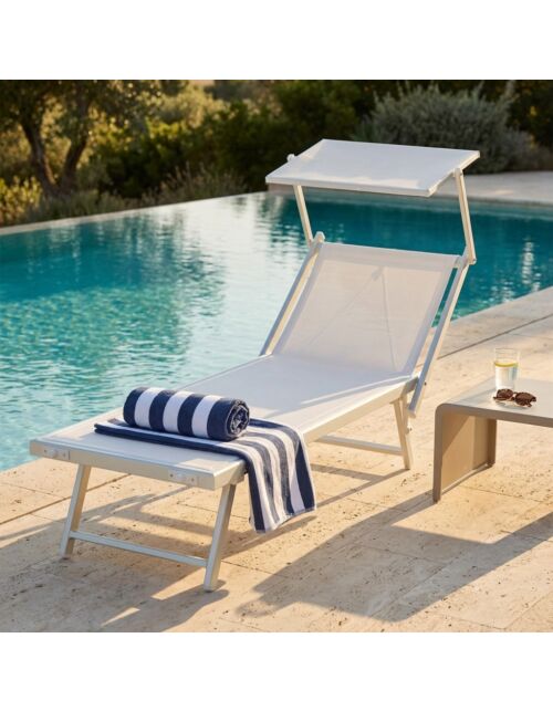Lettino da giardino e da spiaggia OTRANTO - 3 posizioni, bianco